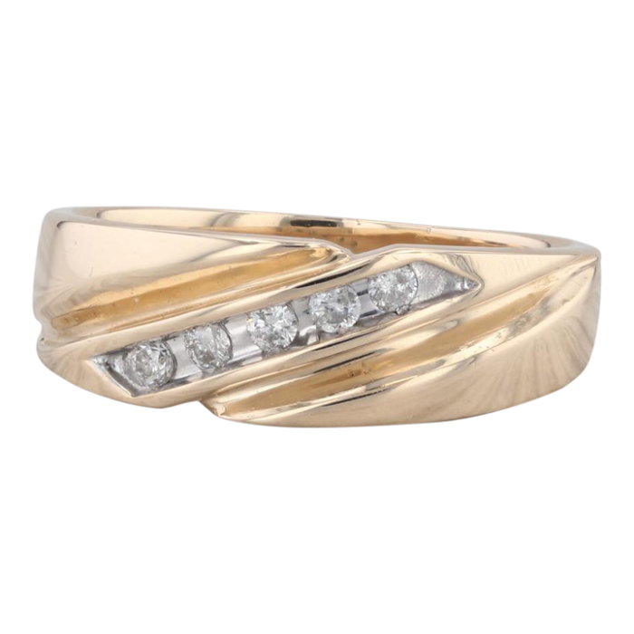 015ctw diamond mens wedding band 14k yellow gold size 85 ring 1531