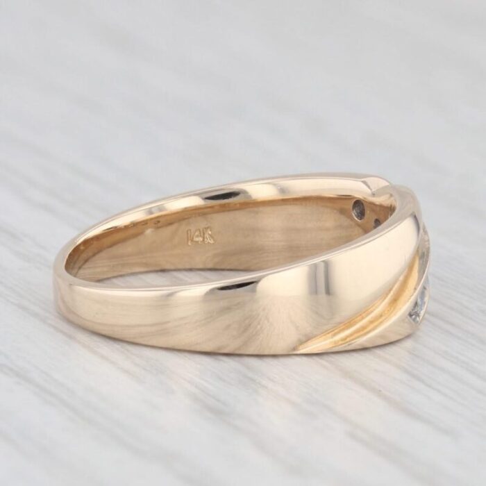 015ctw diamond mens wedding band 14k yellow gold size 85 ring 7860