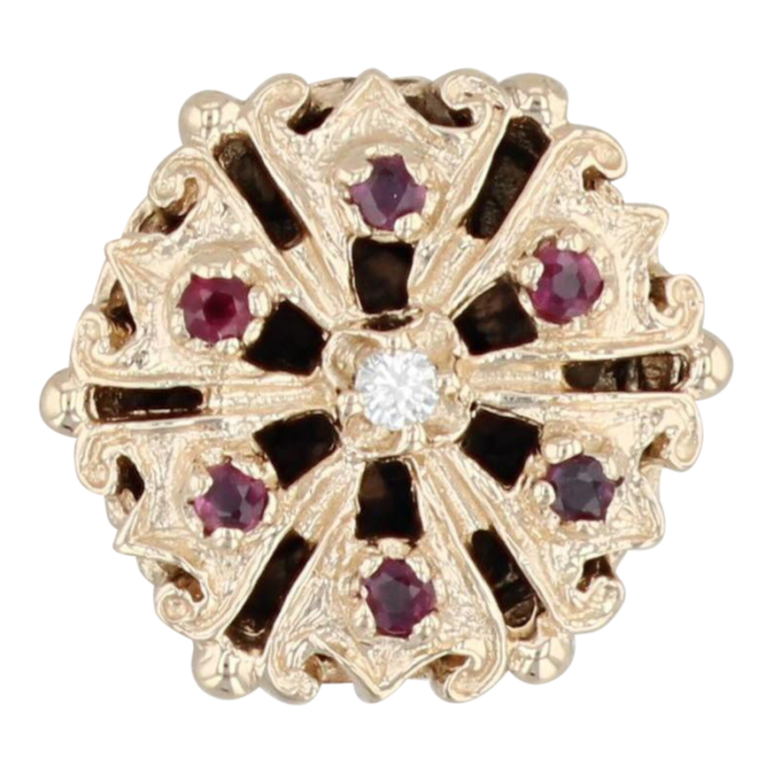 017ctw ruby diamond flower slide charm 14k yellow gold july birthstone 8738