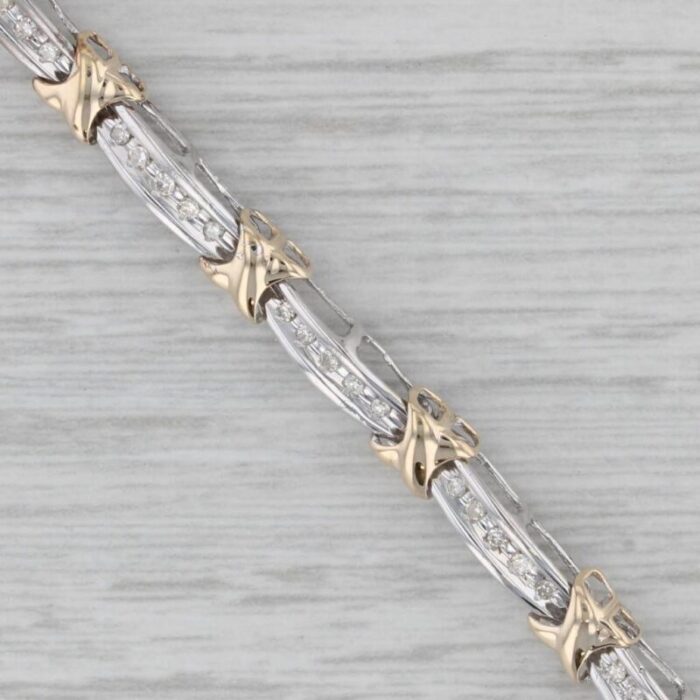 020ctw diamond bar x link bracelet 10k white yellow gold 725 9158