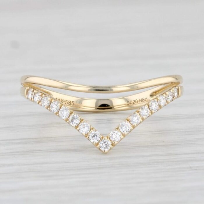 020ctw diamond contoured v band ring 14k yellow gold size 65 0711