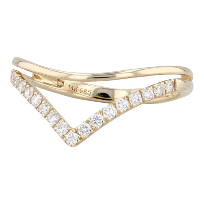 020ctw diamond contoured v band ring 14k yellow gold size 65 5273