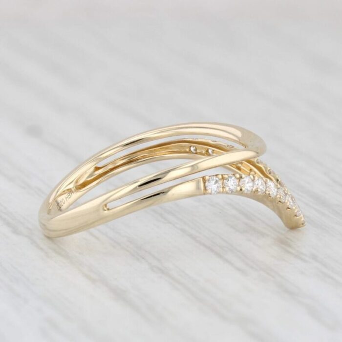 020ctw diamond contoured v band ring 14k yellow gold size 65 6205