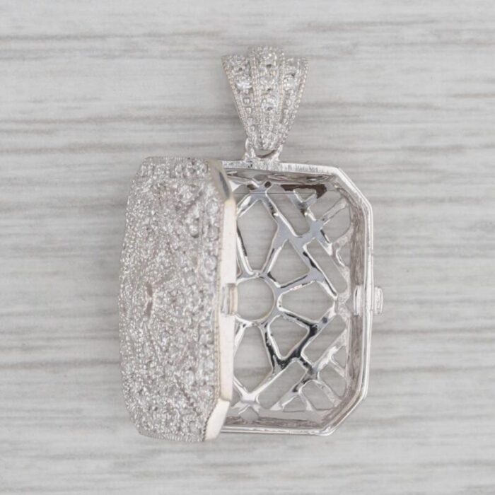 020ctw diamond diffuser pendant 14k white gold opens locket 9555