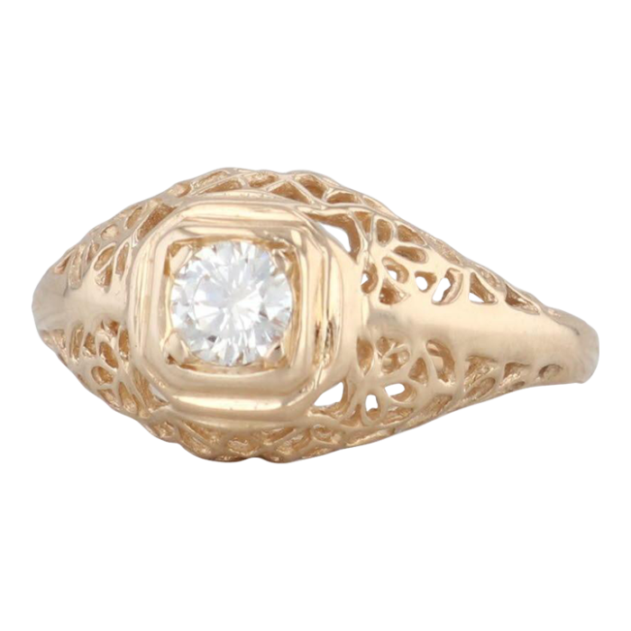 023ct diamond solitaire engagement ring 14k yellow gold size 5 openwork 8821