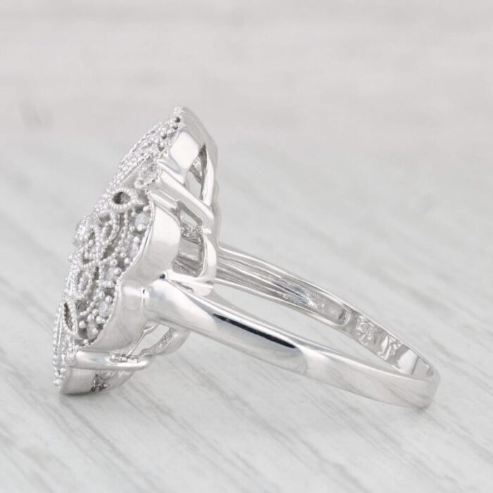 023ctw diamond flower filigree ring 14k white gold size 9 cocktail 0619