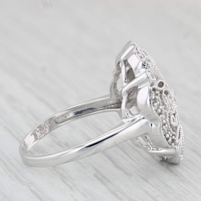 023ctw diamond flower filigree ring 14k white gold size 9 cocktail 4016