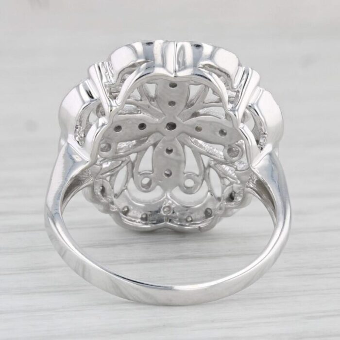 023ctw diamond flower filigree ring 14k white gold size 9 cocktail 4211