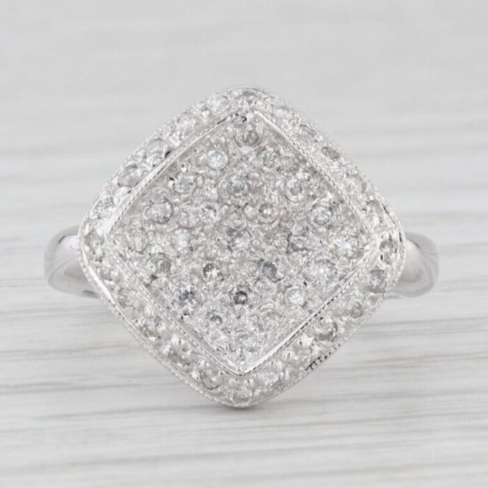 025ctw pave diamond halo ring 18k white gold size 45 6793