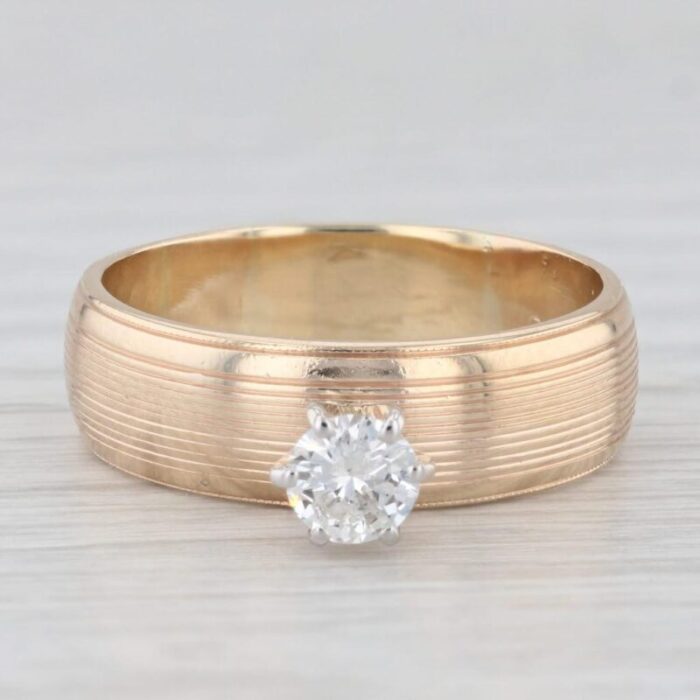 033ct round solitaire diamond engagement ring 14k yellow gold size 8 2498