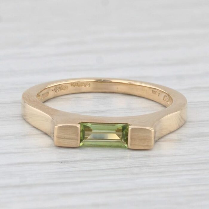 034ct green peridot solitaire ring 18k yellow gold size 7 stackable asprey 8827