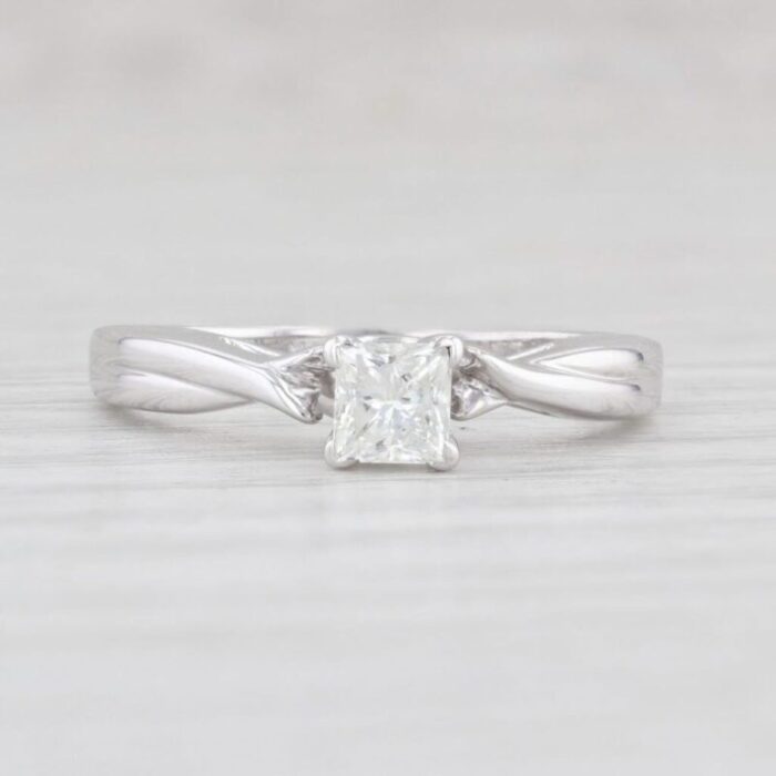 035ct diamond princess solitaire engagement ring 14k white gold size 6 2374