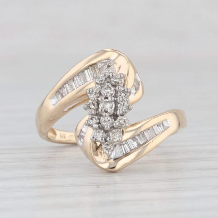 035ctw diamond cluster bypass ring 14k yellow gold size 65 1523