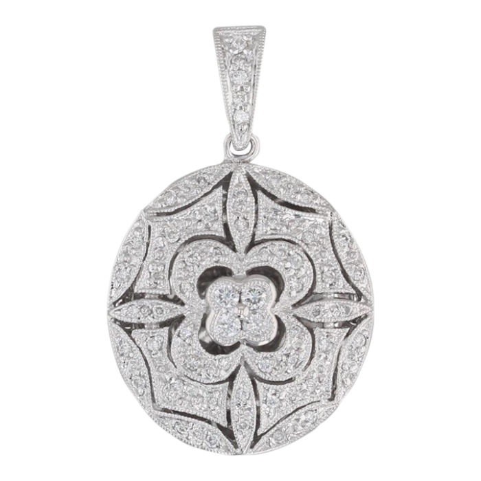 036ctw diamond flower pendant 14k white gold diffuser locket 6191