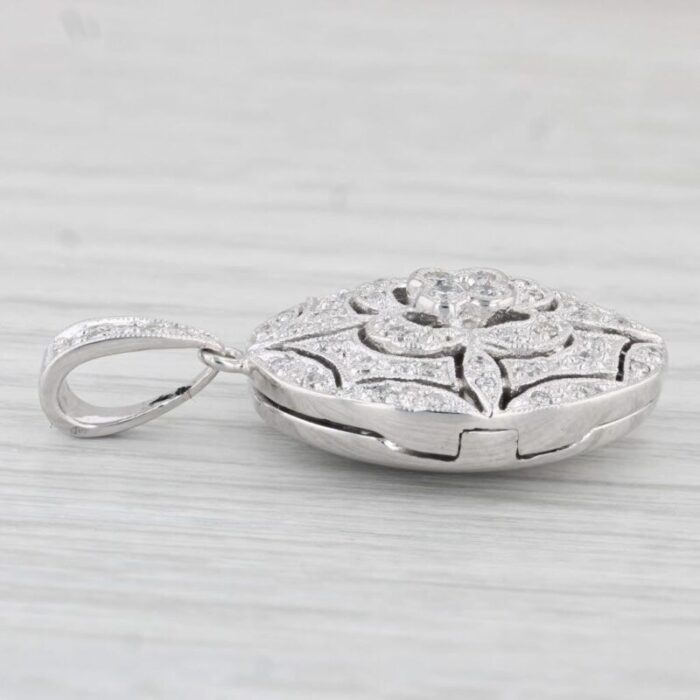 036ctw diamond flower pendant 14k white gold diffuser locket 6328