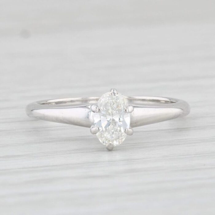 037ct vs2 oval solitaire diamond engagement ring 14k white gold size 525 9047