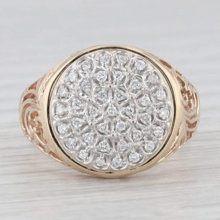 037ctw diamond cluster ring 10k yellow white gold openwork size 125 mens 6357