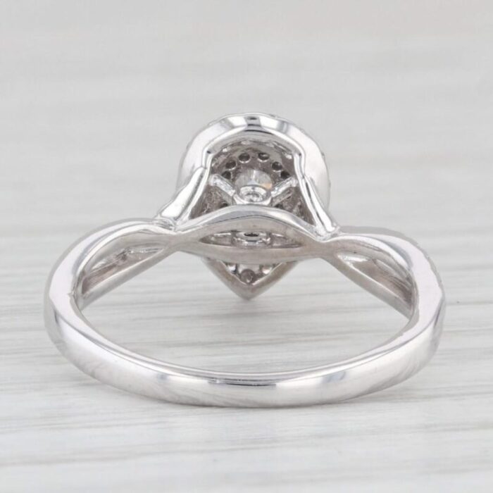 037ctw pear diamond halo engagement ring 14k white gold size 5 7593