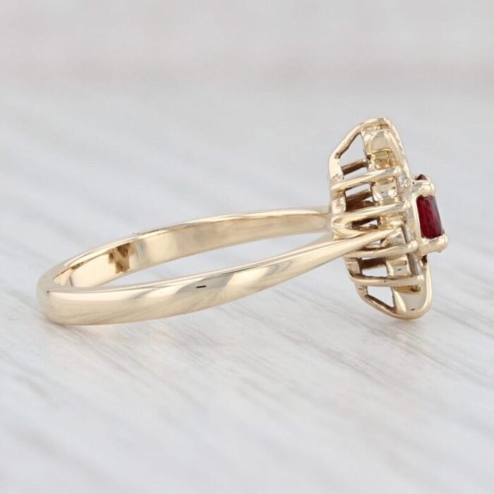 039ctw marquise ruby diamond halo ring 14k yellow gold size 7 5383