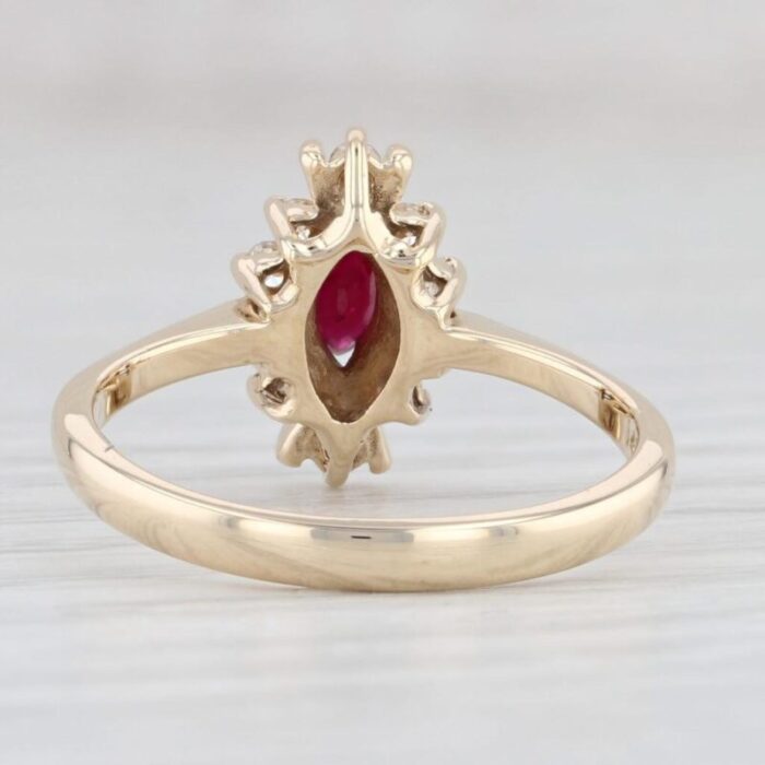 039ctw marquise ruby diamond halo ring 14k yellow gold size 7 9488