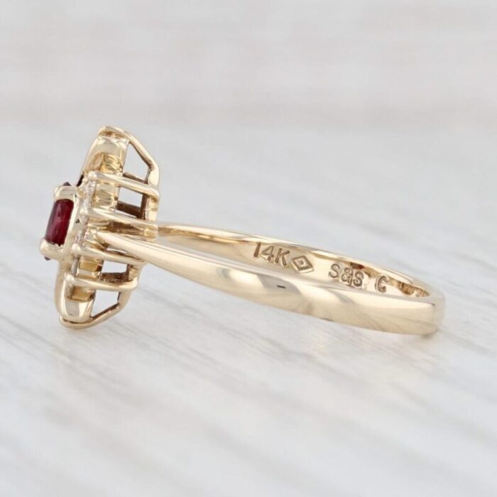 039ctw marquise ruby diamond halo ring 14k yellow gold size 7 9736