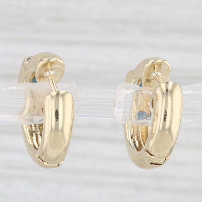 040ctw bue sapphire hoop huggie earrings 14k yellow gold round hoops 2 pieces 4508