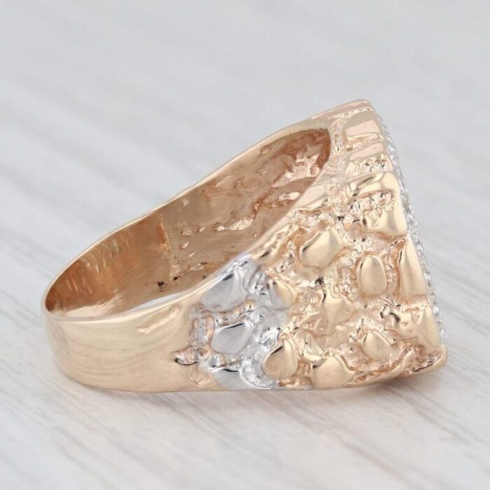 040ctw diamond 14k yellow gold nuggt ring size 725 2585