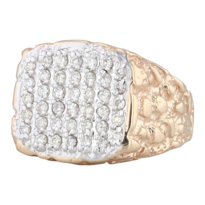 040ctw diamond 14k yellow gold nuggt ring size 725 3552