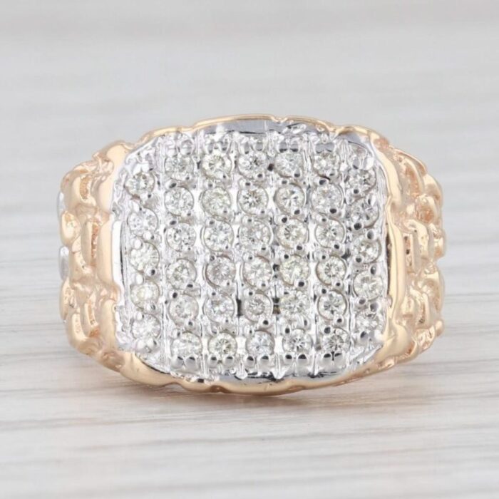 040ctw diamond 14k yellow gold nuggt ring size 725 8021