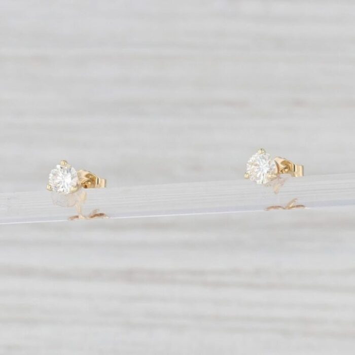 041ctw diamond stud earrings 14k yellow gold round brilliant solitaire studs 2 pieces 1932