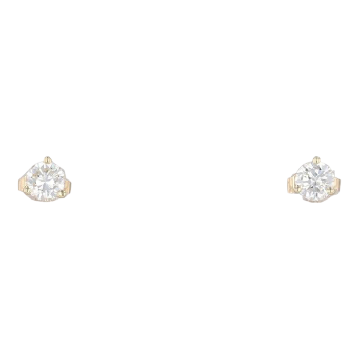 041ctw diamond stud earrings 14k yellow gold round brilliant solitaire studs 2 pieces 4496