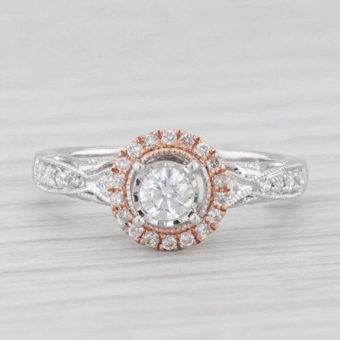 041ctw round diamond halo engagement ring 14k white rose gold size 7 5012