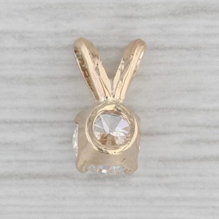 042ct round diamond solitaire pendant 14k yellow gold small drop 1883