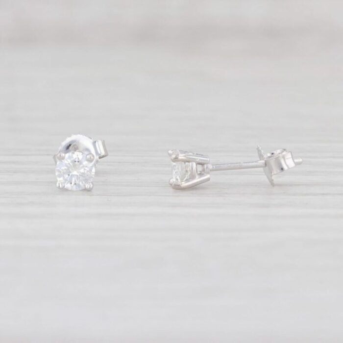 042ctw diamond stud earrings 14k white gold round brilliant solitaire studs 2 pieces 1468