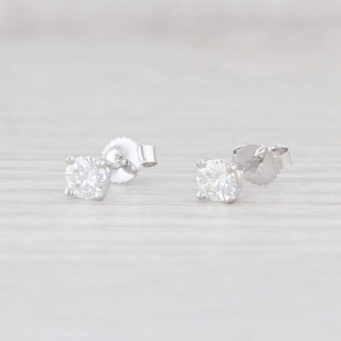 042ctw diamond stud earrings 14k white gold round brilliant solitaire studs 2 pieces 5052