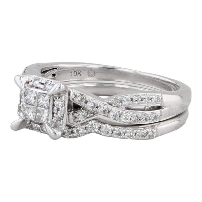 045ctw diamond engagement ring wedding band bridal set 10k white gold size 7 7204