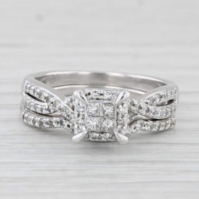 045ctw diamond engagement ring wedding band bridal set 10k white gold size 7 7531