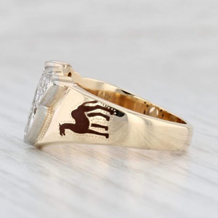 045ctw diamond shriners signet ring 14k gold scimitar crescent camel fez sz 10 6682