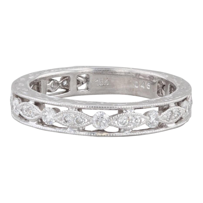 045ctw diamond wedding band 18k white gold stackable anniversary ring size 575 0235