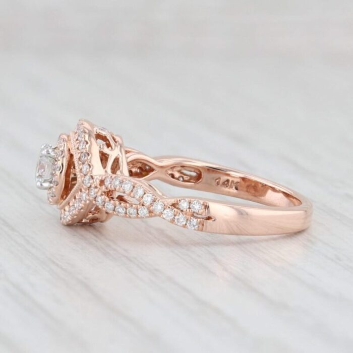 045ctw round diamond halo engagement ring 14k rose gold size 7 7128