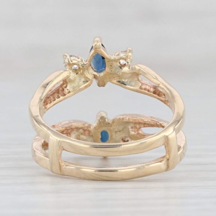 046ctw blue sapphire diamond ring jacket guard 14k yellow gold size 625 0341