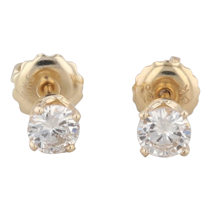 046ctw diamond stud earrings 14k yellow gold round solitaire studs 2 pieces 5025