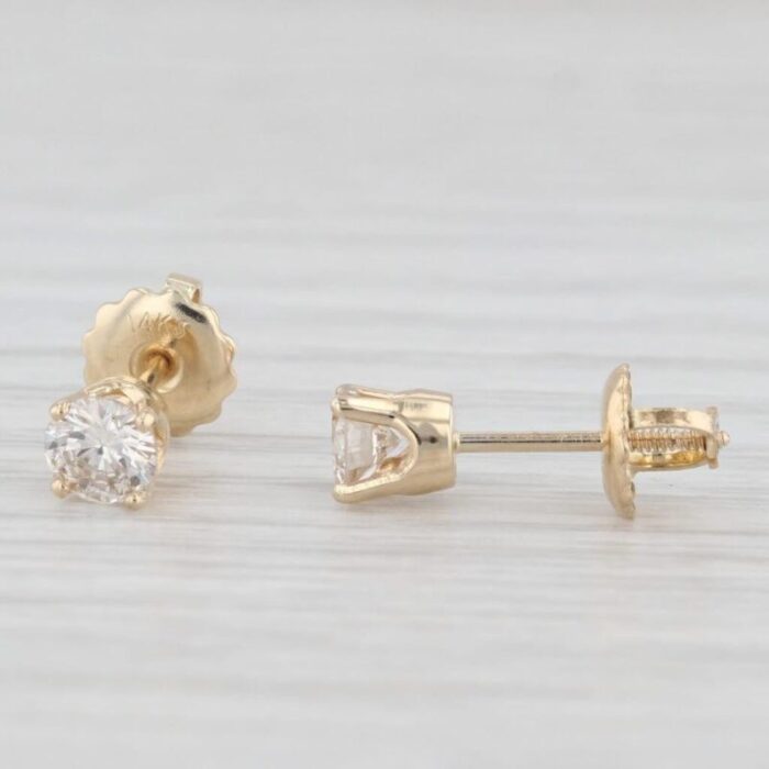 046ctw diamond stud earrings 14k yellow gold round solitaire studs 2 pieces 6912