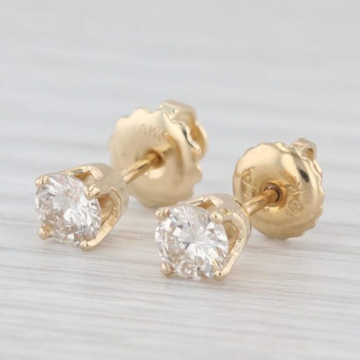 046ctw diamond stud earrings 14k yellow gold round solitaire studs 2 pieces 8306