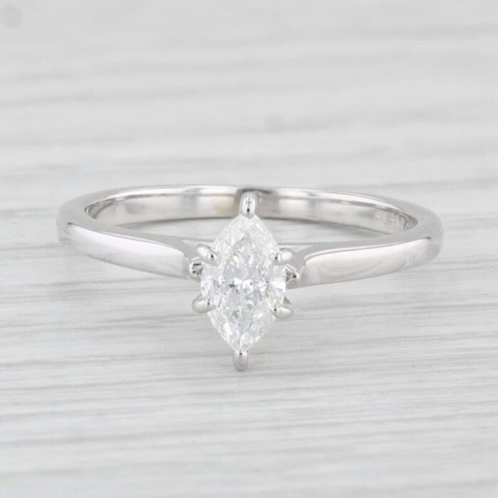 046ctw vs2 marquise diamond solitaire engagement ring 14k white gold size 625 5288