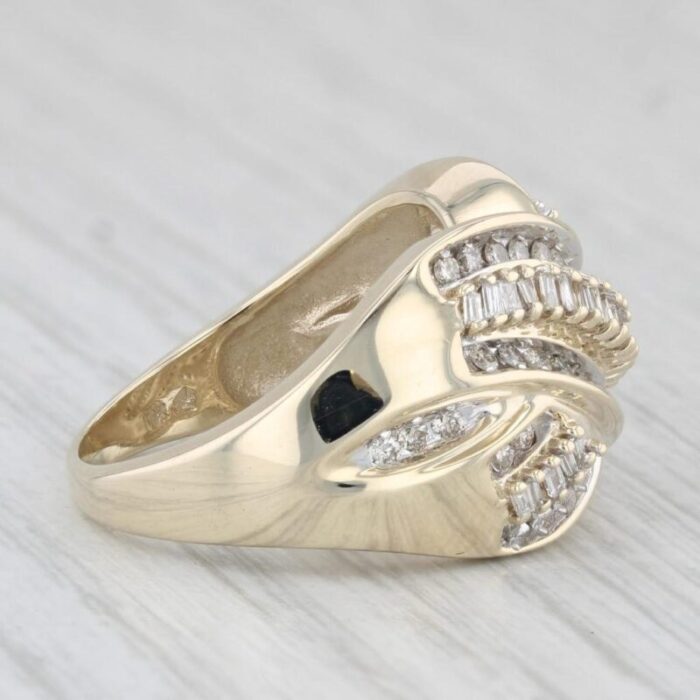 047ctw diamond crossover ring 10k yellow gold size 7 cocktail 6798