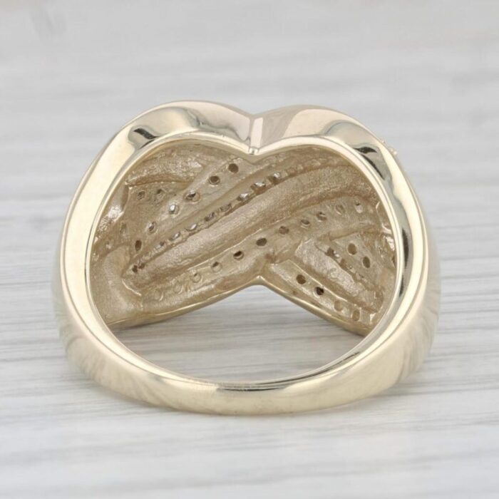 047ctw diamond crossover ring 10k yellow gold size 7 cocktail 8197