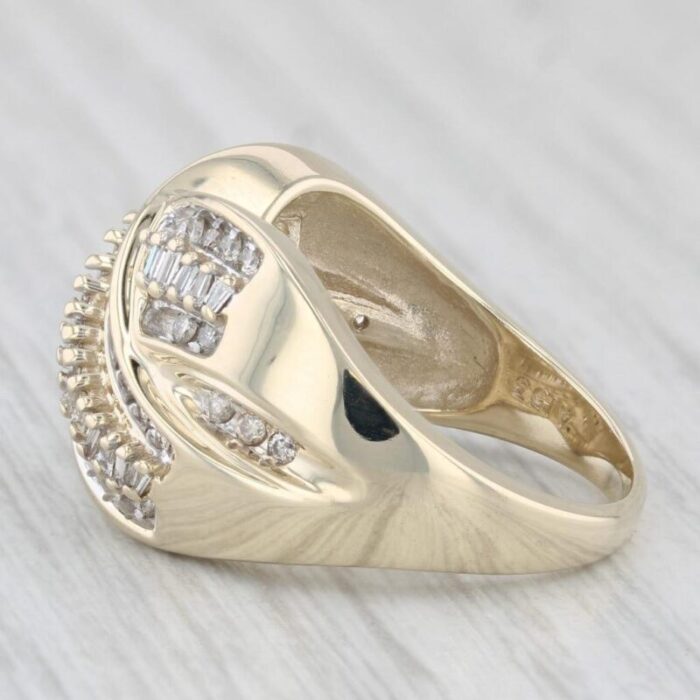 047ctw diamond crossover ring 10k yellow gold size 7 cocktail 9119