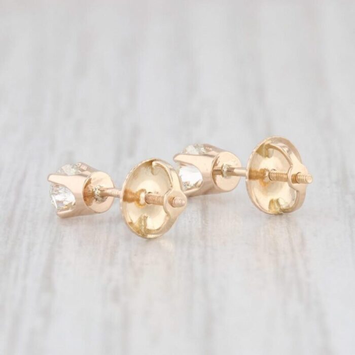 047ctw diamond stud earrings 14k yellow gold screwback round pierced 2 pieces 4713