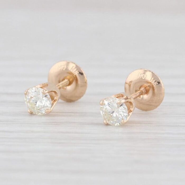 047ctw diamond stud earrings 14k yellow gold screwback round pierced 2 pieces 7183